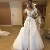 Vintage African Lace Wedding Dresses vestido de noiva Black Girls Women A Line Sheer Wedding Gowns Custom Made Bride Dress